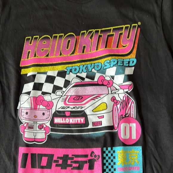 New Hello Kitty Tokyo Speed Black Race Car T-Shirt Tee S Sanrio - Picture 2 of 5